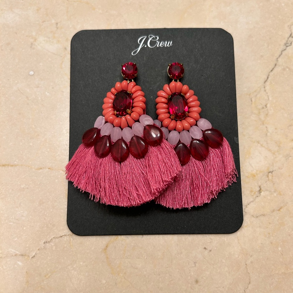 J.Crew Pink Fringe Earrings EUC